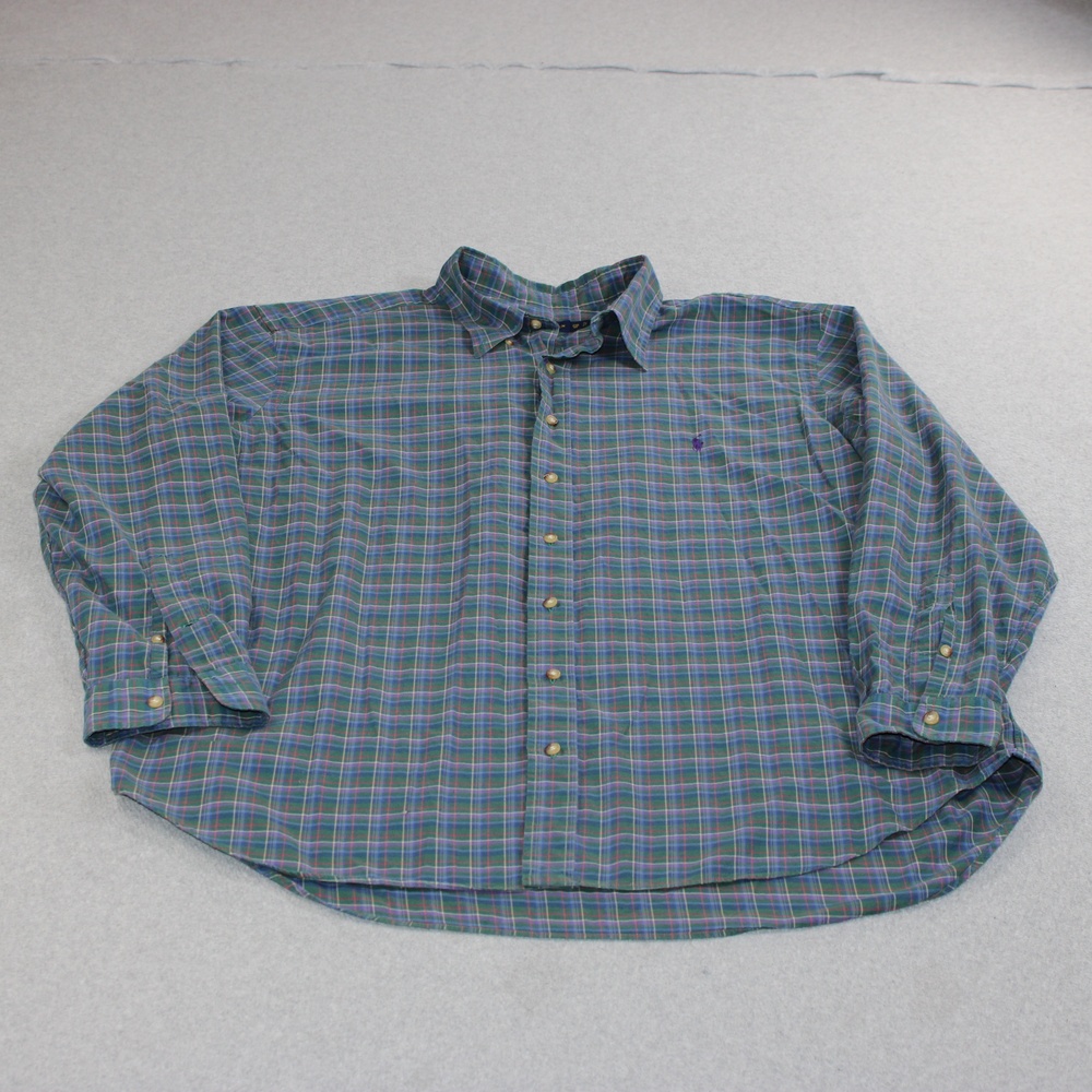 Ralph Lauren Shirt Men 2XB Big Green Plaid Button Down Classic Heritage Academia
